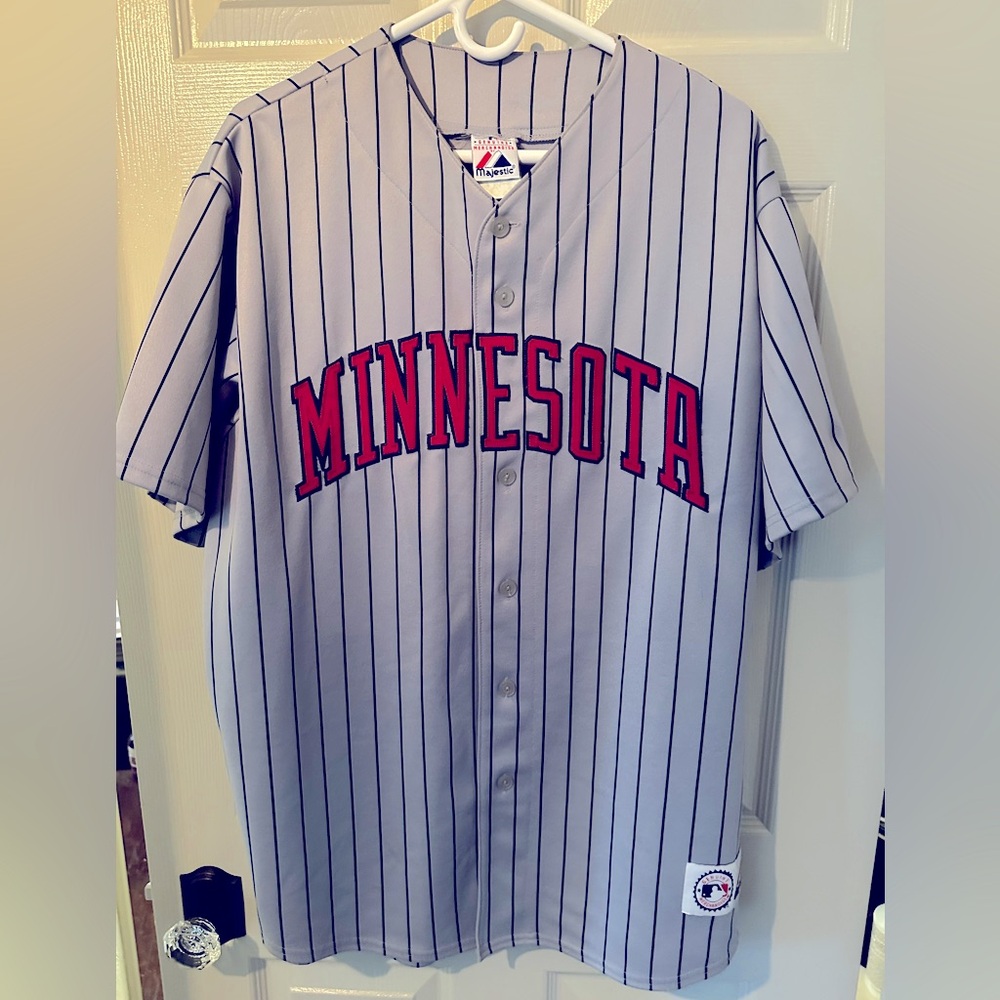 Justin Morneau #33, Minnesota Twins Majestic Throwback Away Baseball Jersey